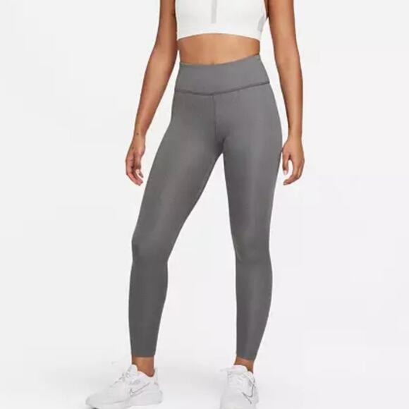 NIKE Iron Grey Therma-Fit One High Rise Full Length Active Workout Leggings Sz L - Picture 1 of 12